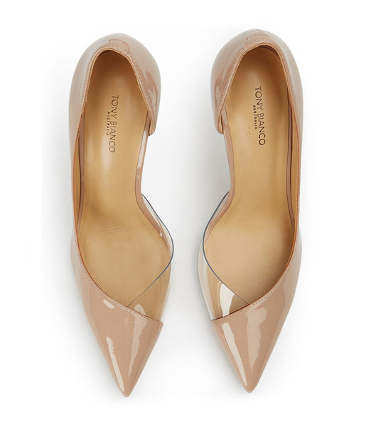 Beige Tony Bianco Adore Coco Patent/Clear Vinylite 10.5cm Court Shoes | ZAQAV77086