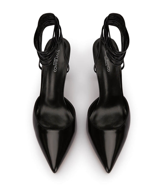 Black Tony Bianco Acer Black Hi Shine 10.5cm Strappy Heels | ZAICD72477