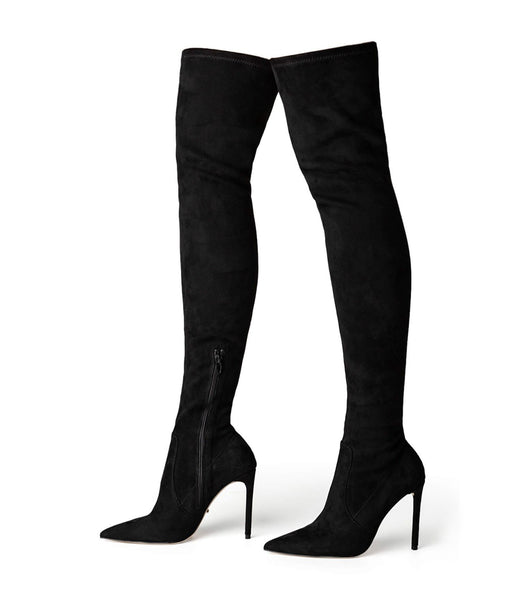 Black Tony Bianco Avah Black Stretch Suede 10.5cm Stretch Boots | ZZANQ50648