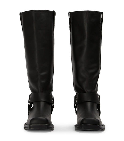 Black Tony Bianco Biker Black Wax 3.5cm Combat Boots | LZATR14076