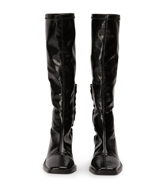 Black Tony Bianco Damon Black Crinkle Patent 7.5cm Knee High Boots | ZAQAV78112