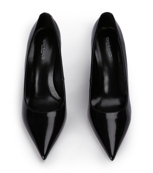 Black Tony Bianco Dolly Black Hi Shine 9.5cm Wedges | ZAEAH47606