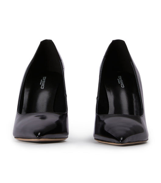 Black Tony Bianco Dolly Black Hi Shine 9.5cm Wedges | ZAEAH47606