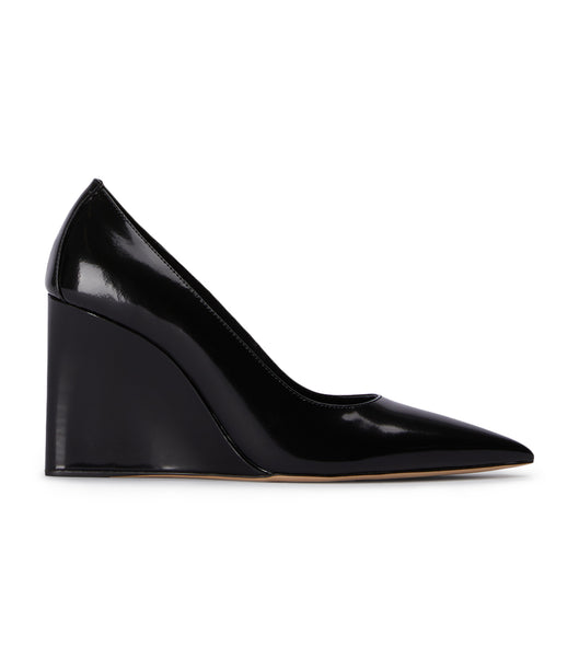 Black Tony Bianco Dolly Black Hi Shine 9.5cm Wedges | ZAEAH47606