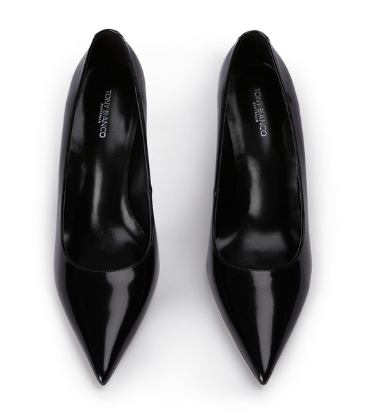 Black Tony Bianco Dolly Black Hi Shine/Clear 9.5cm Wedges | ZAICD90528