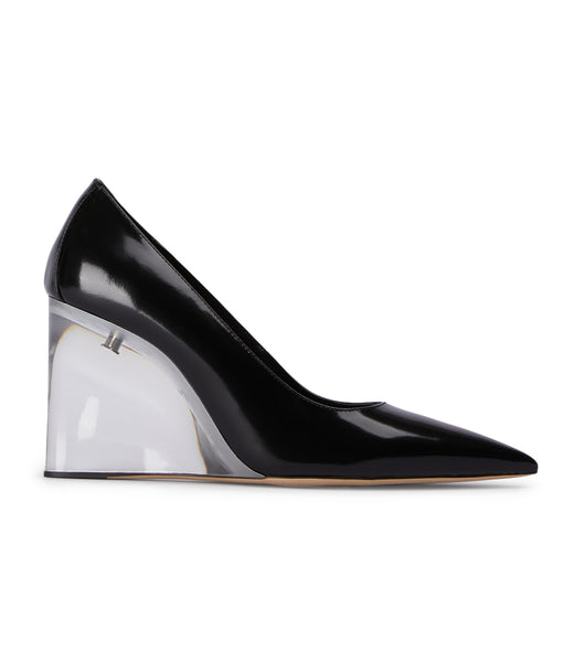 Black Tony Bianco Dolly Black Hi Shine/Clear 9.5cm Wedges | ZAICD90528