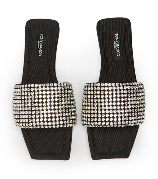 Black Tony Bianco Ellery Crystal/Black 1.5cm Sandals | ZAQCS30783