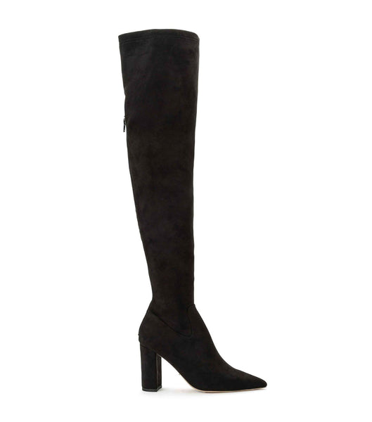 Black Tony Bianco Estella Black Stretch Suede 8.5cm Heeled Boots | MZAHR25477