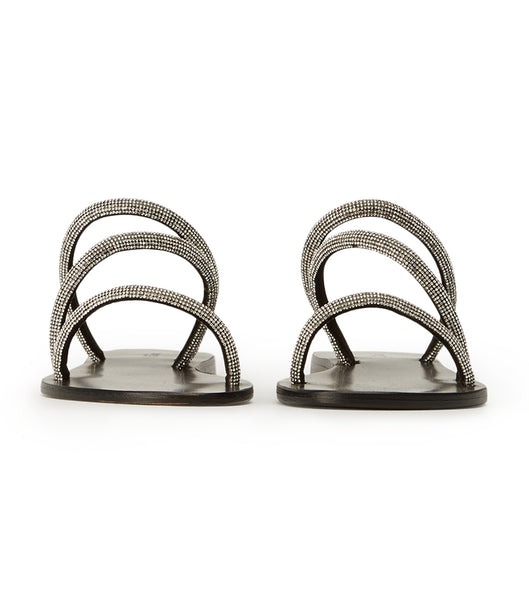 Black Tony Bianco Fusion Crystal/Black Suede 1cm Slides | DZAVO95254