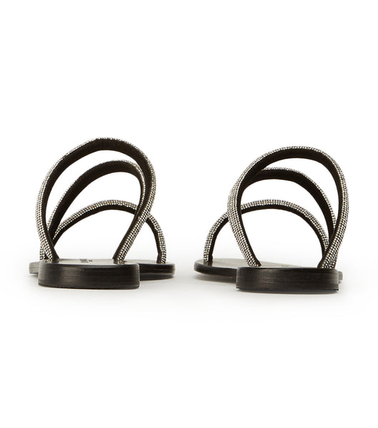 Black Tony Bianco Fusion Crystal/Black Suede 1cm Slides | DZAVO95254