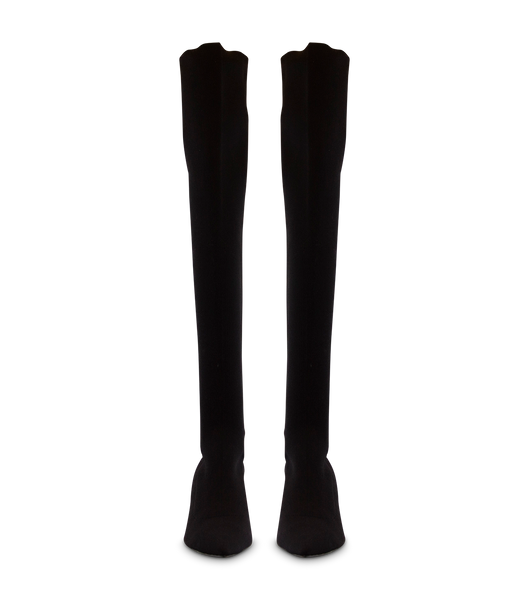 Black Tony Bianco Gracie Black Sock Knit 6.5cm Stretch Boots | XZAGW27114