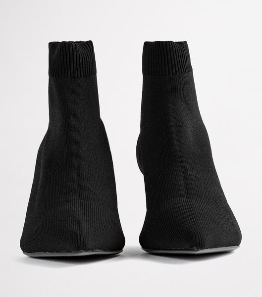 Black Tony Bianco Gwen Black Sock Knit 6.5cm Stretch Boots | DZAKV53387