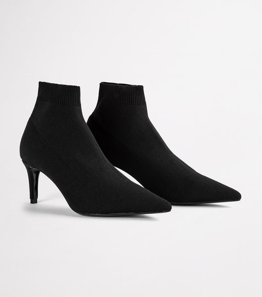 Black Tony Bianco Gwen Black Sock Knit 6.5cm Stretch Boots | DZAKV53387