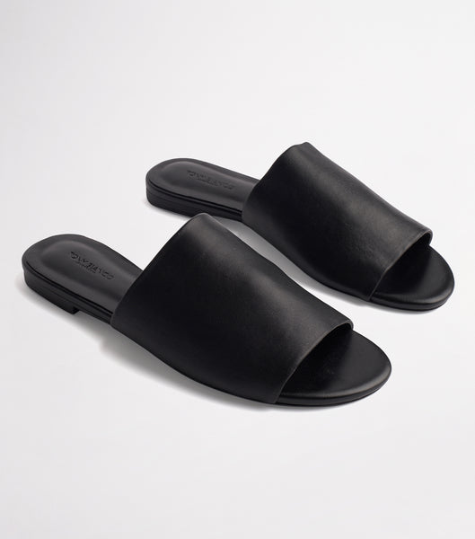 Black Tony Bianco Havier Black Sheep Nappa 1cm Slides | PZAQX91110