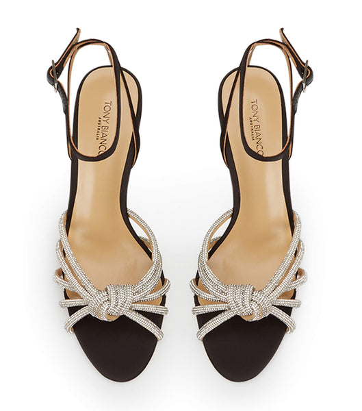 Black Tony Bianco Helena Black Satin 8.5cm Bridal Heels | FZAHY30772