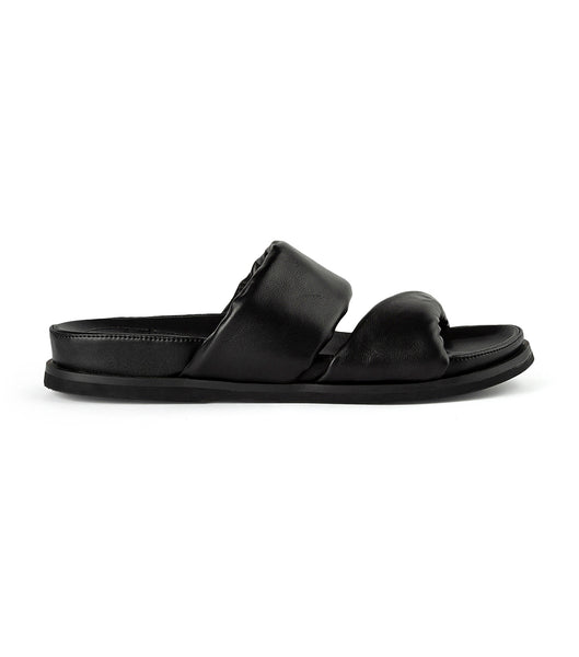 Black Tony Bianco Henry Black Nappa 3.5cm Flat Sandals | ZAEGJ97324