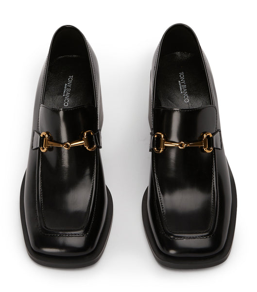 Black Tony Bianco Livia Black Hi Shine 6.5cm Loafers | ZAXMI71581