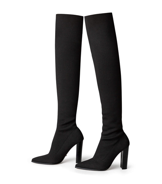 Black Tony Bianco Lucca Black Sock Knit 10.3cm Stretch Boots | XZABH28974