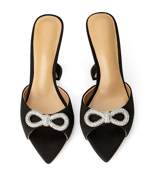 Black Tony Bianco Montana Black Satin 10.5cm Bling Heels | UZAND22992