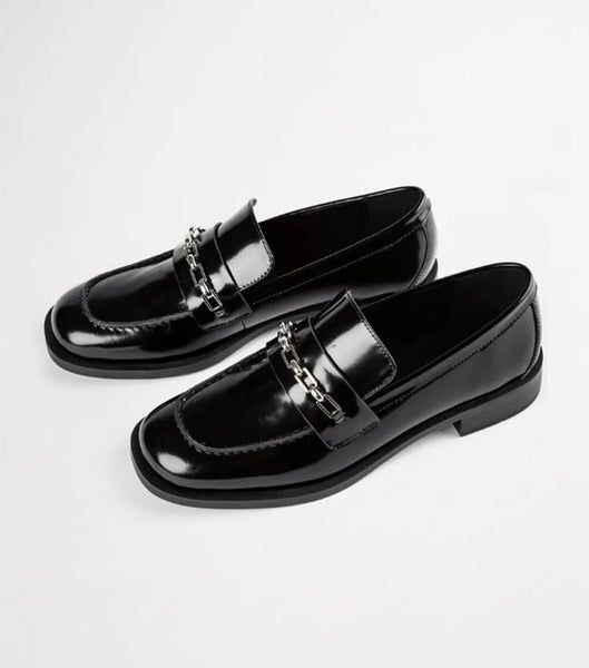Black Tony Bianco Rebecca Black Hi Shine 2.5cm Loafers | BZASO62731