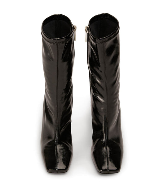 Black Tony Bianco Remie Black Crinkle Patent 10.5cm Heeled Boots | ZZANQ56806