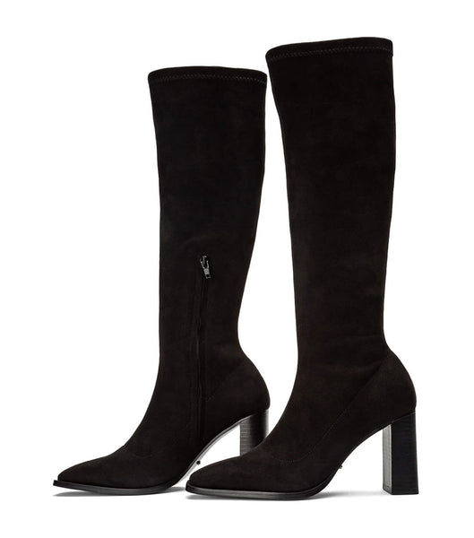 Black Tony Bianco Renae Black Stretch Suede 8.5cm Knee High Boots | GZAUC35783
