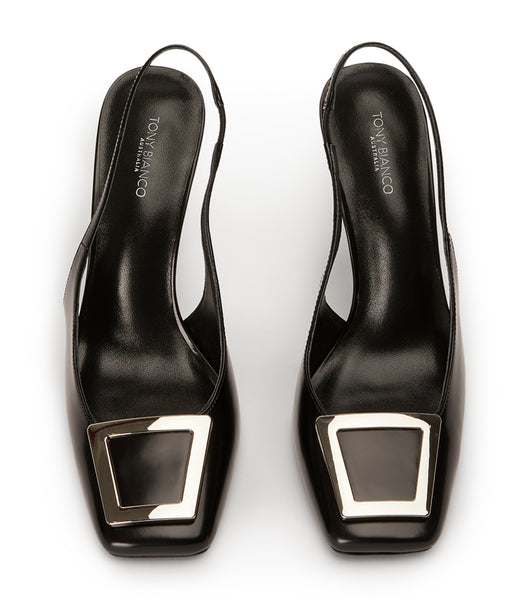 Black Tony Bianco Ruski Black Hi Shine 10.5cm Event Heels | EZAVG84852
