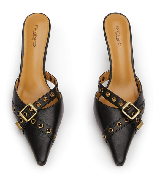 Black Tony Bianco Savoir Black Nappa 8cm Low Heels | ZAJKU14730