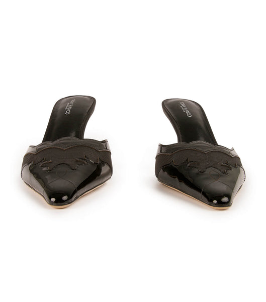 Black Tony Bianco Shuga Black/Black Patent 8cm Low Heels | SZANY53840