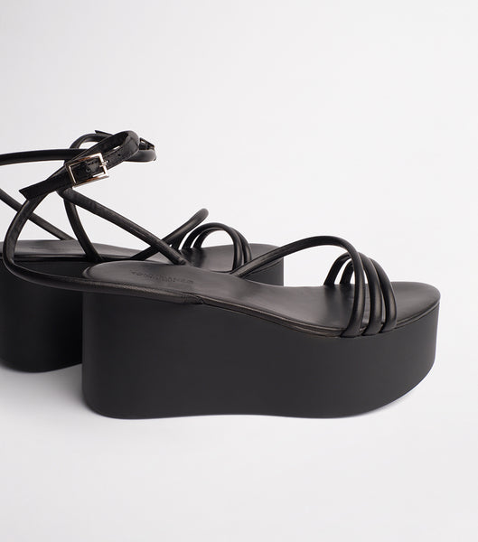 Black Tony Bianco Tory Black Sheep Nappa 9.5cm Wedges | BZASD32919
