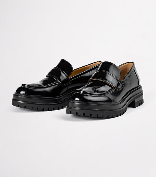 Black Tony Bianco Wiz Black Hi Shine 4.5cm Loafers | DZAVO17761
