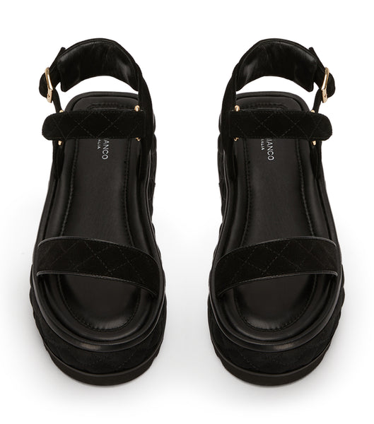 Black Tony Bianco Zahara Black Suede 6cm Flat Sandals | ZAXBR86851
