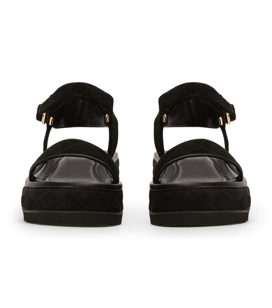 Black Tony Bianco Zahara Black Suede 6cm Flat Sandals | ZAXBR86851