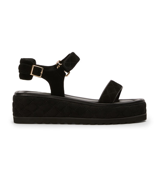 Black Tony Bianco Zahara Black Suede 6cm Flat Sandals | ZAXBR86851