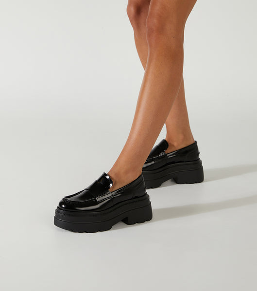 Black Tony Bianco Zomp Black Hi Shine 7.5cm Loafers | ZZAMJ83007