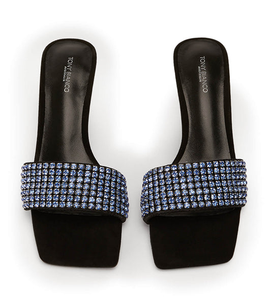 Blue / Black Tony Bianco Amos Blue Crystal/Black Suede 6.5cm Low Heels | ZADFL28211