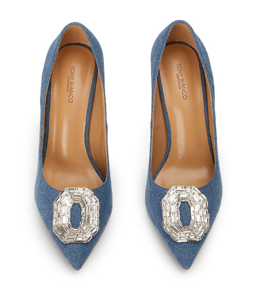 Blue Tony Bianco Alison Washed Denim 10.5cm Court Shoes | TZAWZ49388