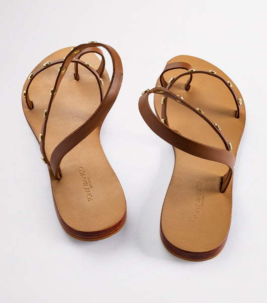 Brown Tony Bianco Finola Tan 1cm Flat Sandals | ZACIF68143