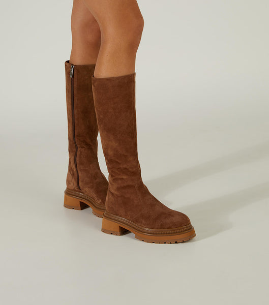 Brown Tony Bianco Hitch Saddle Suede 5.5cm Knee High Boots | ZAICD29143