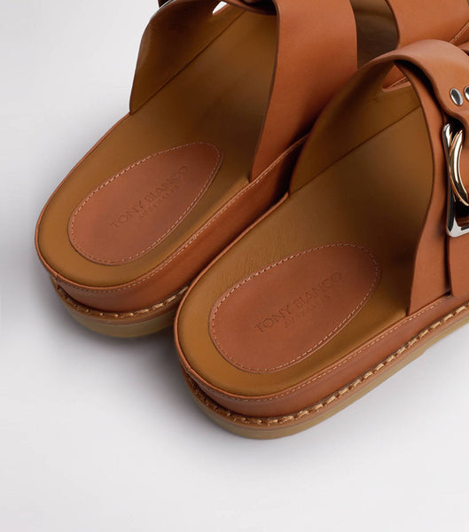 Brown Tony Bianco Hunter Tan Como 3.5cm Slides | GZAEC64975