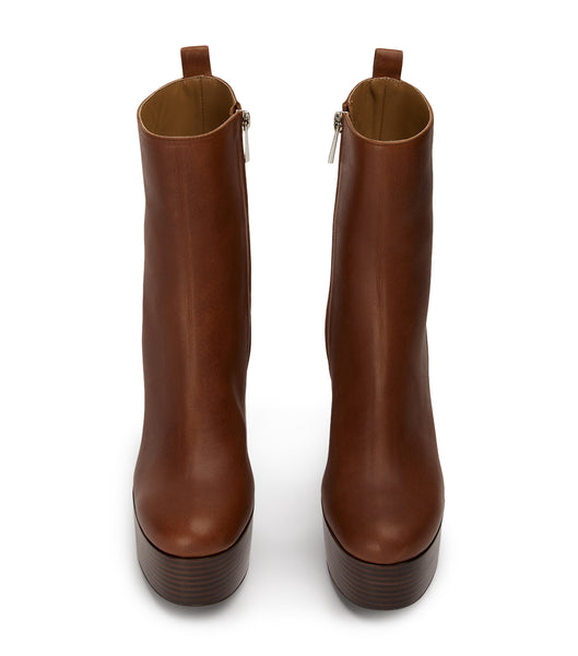 Brown Tony Bianco Tyra Cognac 12cm Platform Boots | ZAJVR58541