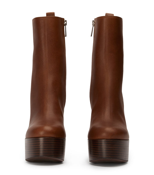 Brown Tony Bianco Tyra Cognac 12cm Platform Boots | ZAJVR58541