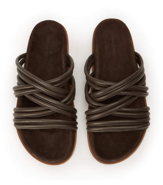 Chocolate Tony Bianco Loki Chocolate Nappa Flat Sandals | ZAJBT99823