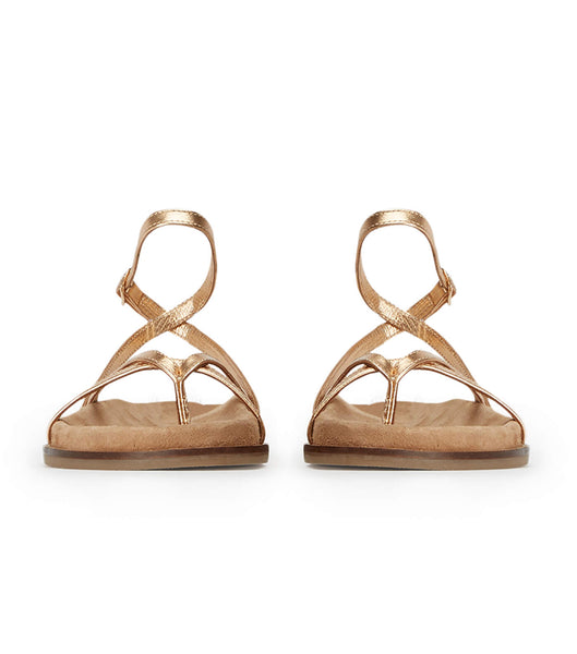 Gold Tony Bianco Lucie Antique Gold Nappa 1.5cm Flat Sandals | XZAGW18622