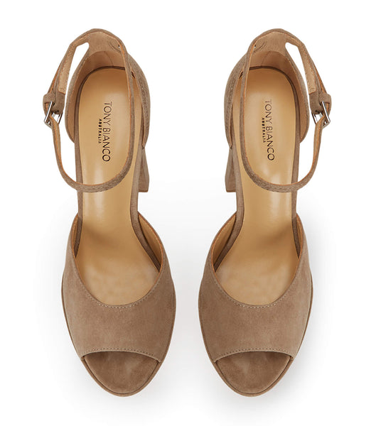 Grey Tony Bianco Jayze Stone Suede 14cm Block Heels | FZAUI44370