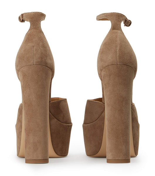 Grey Tony Bianco Jayze Stone Suede 14cm Block Heels | FZAUI44370