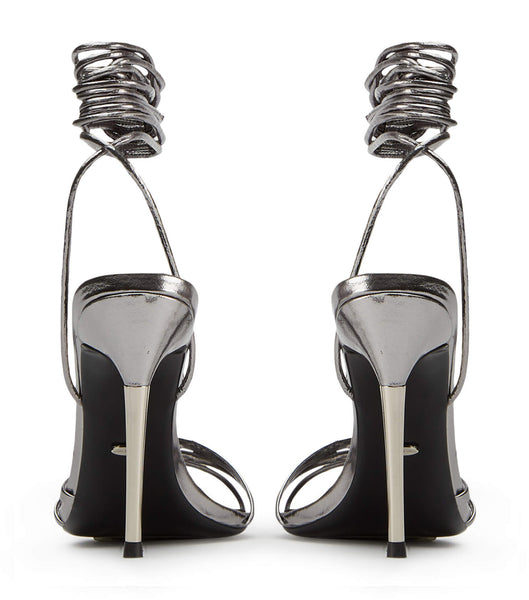 Grey Tony Bianco Mavis Gunmetal Glimmer 10.5cm Strappy Heels | FZAUI11217