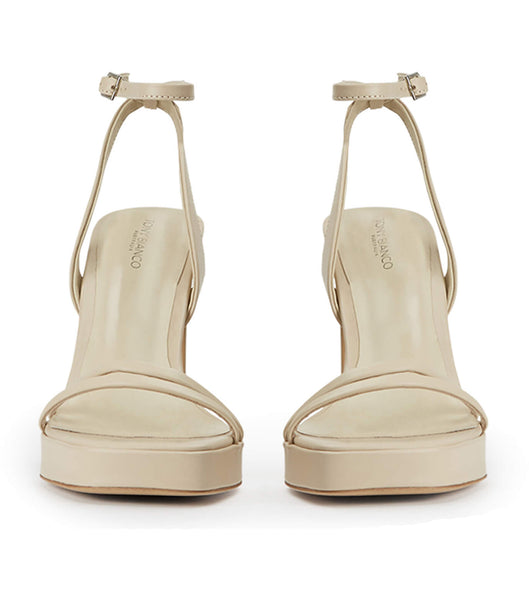 Light Yellow Tony Bianco Dandy Vanilla Capretto 11.5cm Strappy Heels | TZAWZ41318