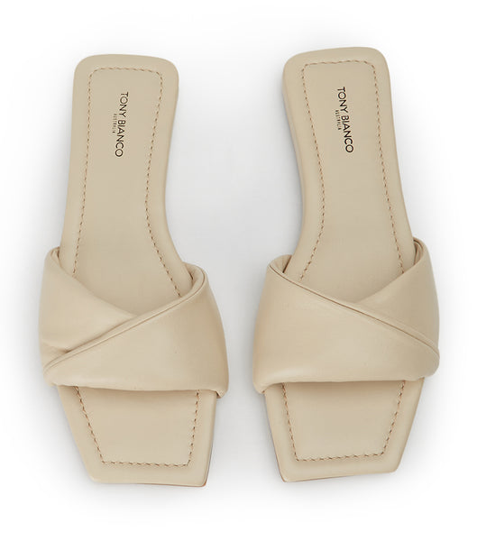 Light Yellow Tony Bianco Echo Vanilla Nappa 1.5cm Sandals | MZAHR66209