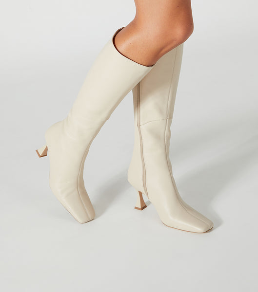 Light Yellow Tony Bianco Fantasy Vanilla Nappa 8cm Knee High Boots | ZAJKU99322